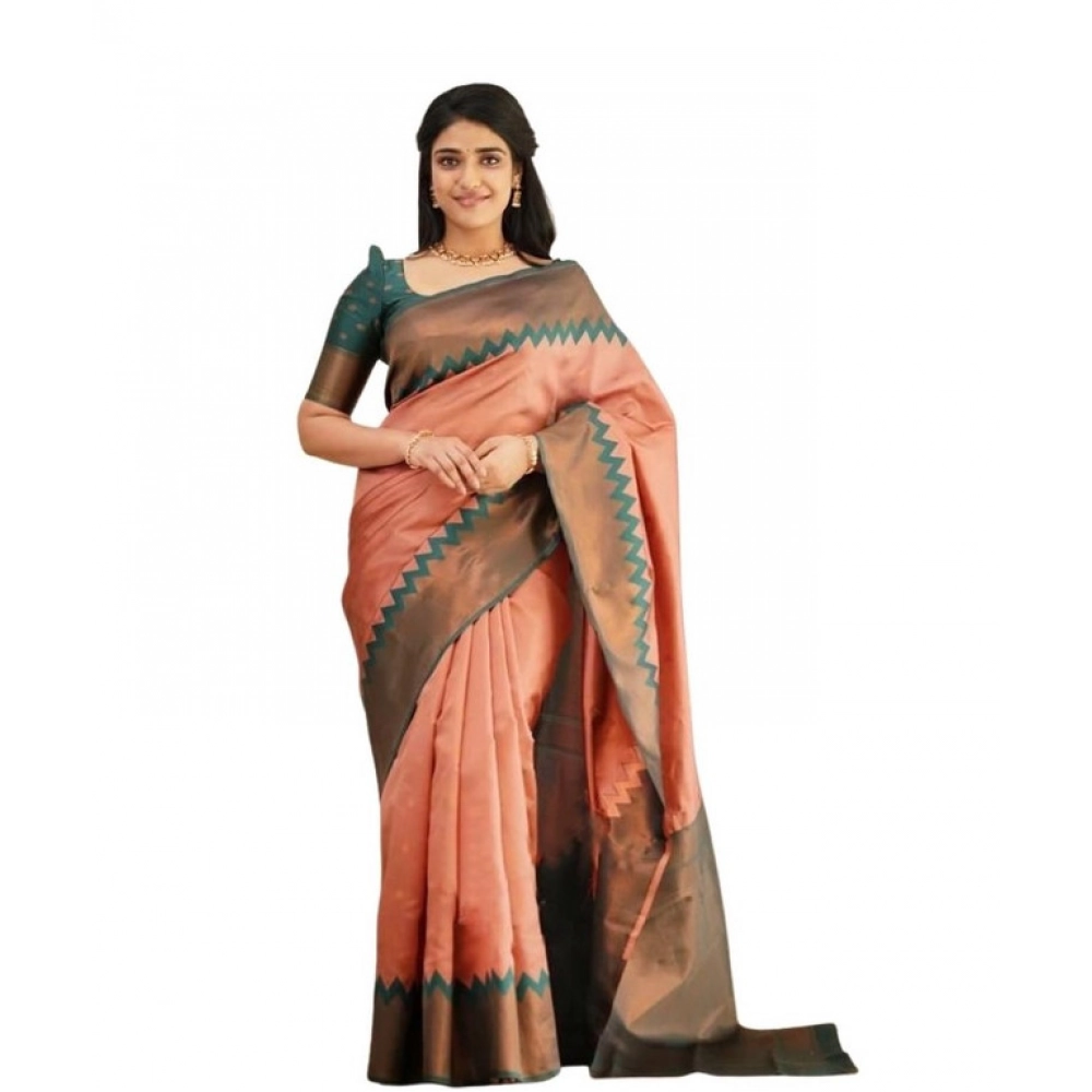 PID-63598-Women-s-Soft-Lichi-Silk-Printed-Saree-With-Unstitched-Blouse-5-5-Mtr-Peach-1-1000x1000-1.webp Women's Soft Lichi Silk Printed Saree With Unstitched Blouse 5.5Mtr (Peach) - Image 1