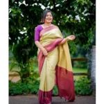 Women's Soft Lichi Silk Printed Saree With Unstitched Blouse 5.5Mtr (Light-Green) - Image 2