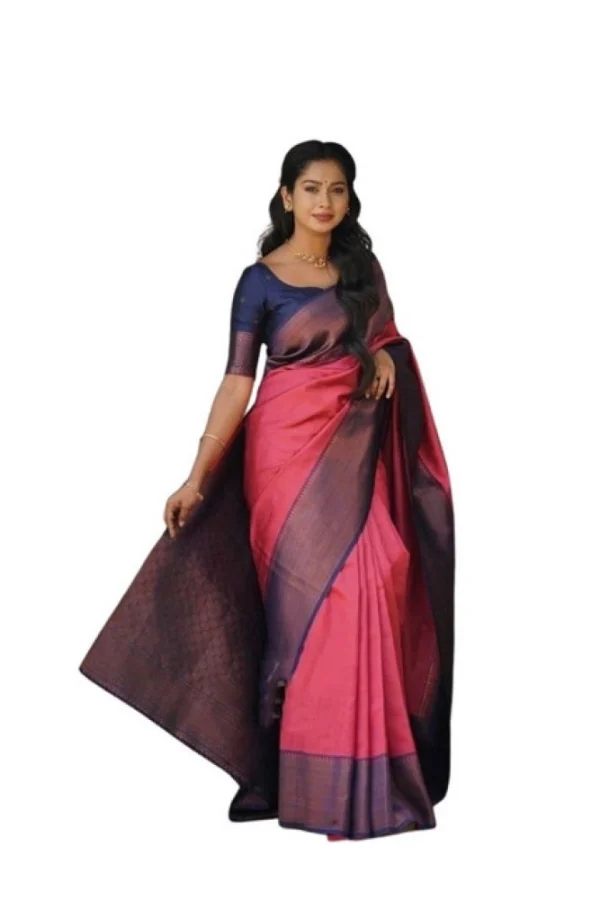 Women's Soft Lichi Silk Printed Saree With Unstitched Blouse 5.5Mtr (Red)