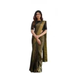 Women's Soft Lichi Silk Printed Saree With Unstitched Blouse 5.5Mtr (Green)