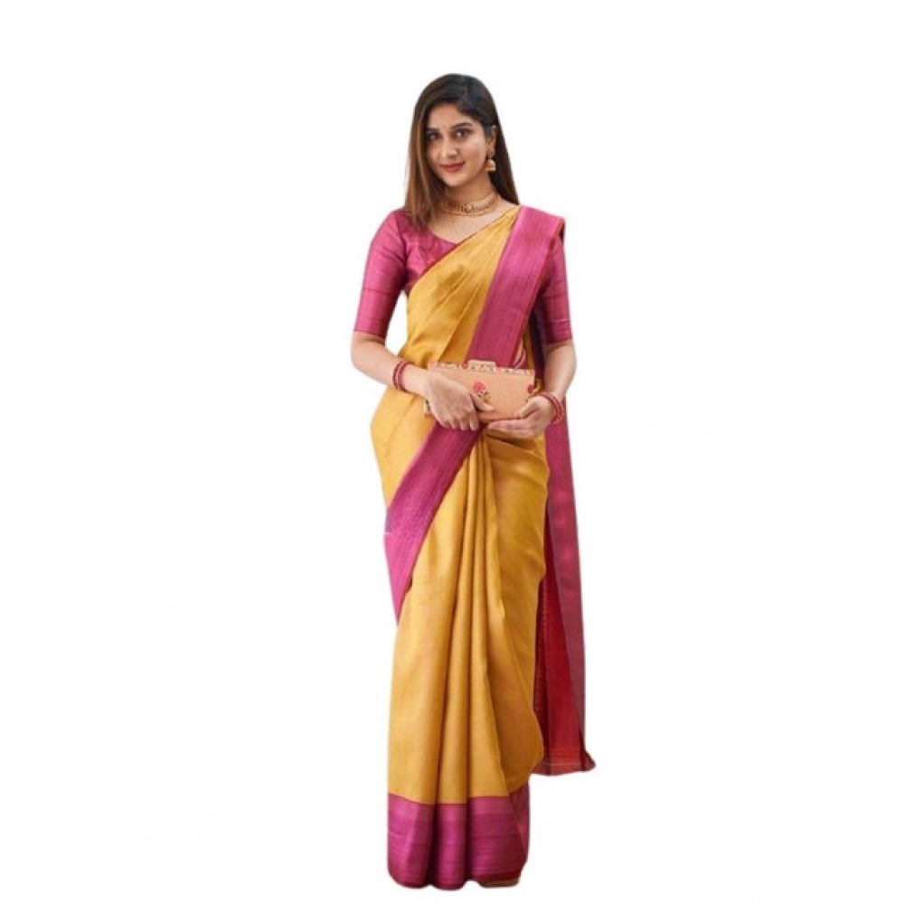 PID-63635-Women-s-Soft-Lichi-Silk-Printed-Saree-With-Unstitched-Blouse-5-5-Mtr-Mustard-1-1000x1000-1.webp Women's Soft Lichi Silk Printed Saree With Unstitched Blouse 5.5Mtr (Mustard ) - Image 1