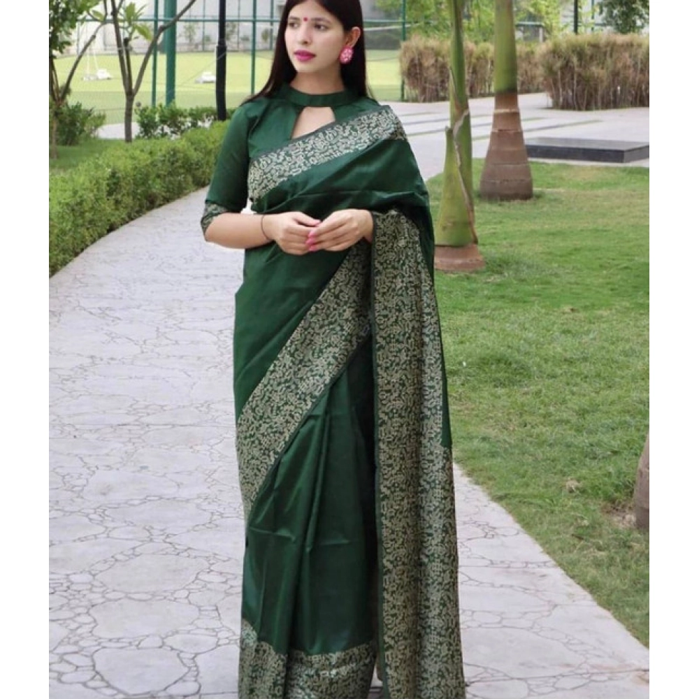 PID-63662-Women-s-Soft-Lichi-Silk-Printed-Saree-With-Unstitched-Blouse-5-5-Mtr-Green-1-1000x1000-1.webp Women's Soft Lichi Silk Printed Saree With Unstitched Blouse 5.5Mtr (Green) - Image 1