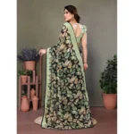 Women's Chiffon Printed Saree With Unstitched Blouse 5.5Mtr (Green) - Image 4