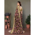 Women's Chiffon Printed Saree With Unstitched Blouse 5.5Mtr (Beige) - Image 3