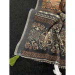 Women's Linen Cotton  Printed Saree With Unstitched Blouse 5.5Mtr (Beige) - Image 3