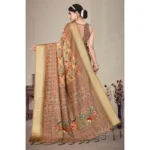 Women's Cotton Silk  Printed Saree With Unstitched Blouse 5.5Mtr (Peach) - Image 3