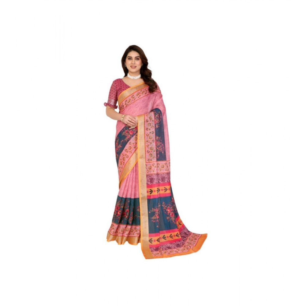 PID-63907-Women-s-Linen-Cotton-Printed-Saree-With-Unstitched-Blouse-5-5-Mtr-Pink-1-1000x1000-1.webp Women's Linen Cotton Printed Saree With Unstitched Blouse 5.5Mtr (Pink) - Image 1