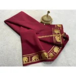 Women's Crepe Chit Pallu Solid Saree With Unstitched Blouse 5.5Mtr (Maroon) - Image 2