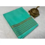Women's Crepe Chit Pallu Solid Saree With Unstitched Blouse 5.5Mtr (Ramagreen)