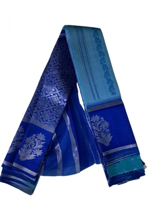 Women's Soft Silk Wooven Saree With Unstitched Blouse 5.5Mtr (Royal Blue)