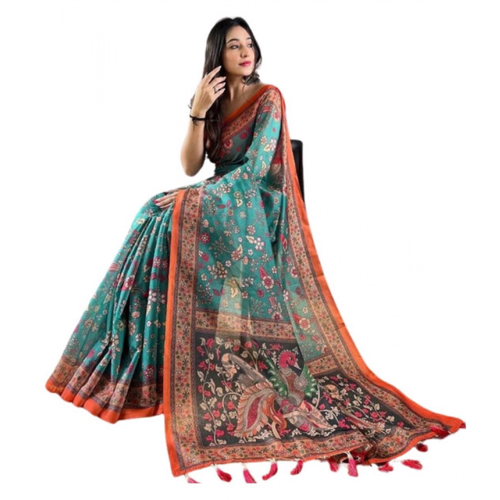 PID-65167-Women-s-Linen-Printed-Saree-With-Unstitched-Blouse-5-5-Mtr-Olive-1-1000x1000-1.webp Women's Linen Printed Saree With Unstitched Blouse 5.5Mtr (Olive) - Image 1