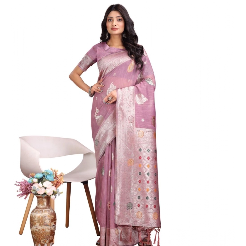 PID-65239-Women-s-Linen-Cotton-Printed-Saree-With-Unstitched-Blouse-5-5-Mtr-Purple-1-1000x1000-1.webp Women's Linen Cotton Printed Saree With Unstitched Blouse 5.5Mtr (Purple) - Image 1