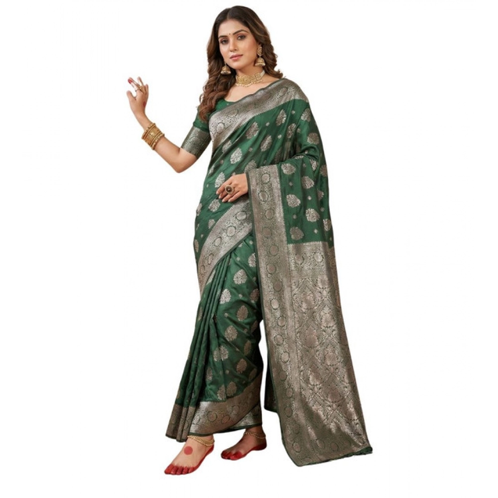 PID-65244-Women-s-Silk-Blend-Printed-Saree-With-Unstitched-Blouse-5-5-Mtr-Dark-Green-1-1000x1000-1.webp Women's Silk Blend Printed Saree With Unstitched Blouse 5.5Mtr (Dark Green) - Image 1