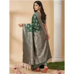 Women's Silk Blend Printed Saree With Unstitched Blouse 5.5Mtr (Dark Green) - Image 3