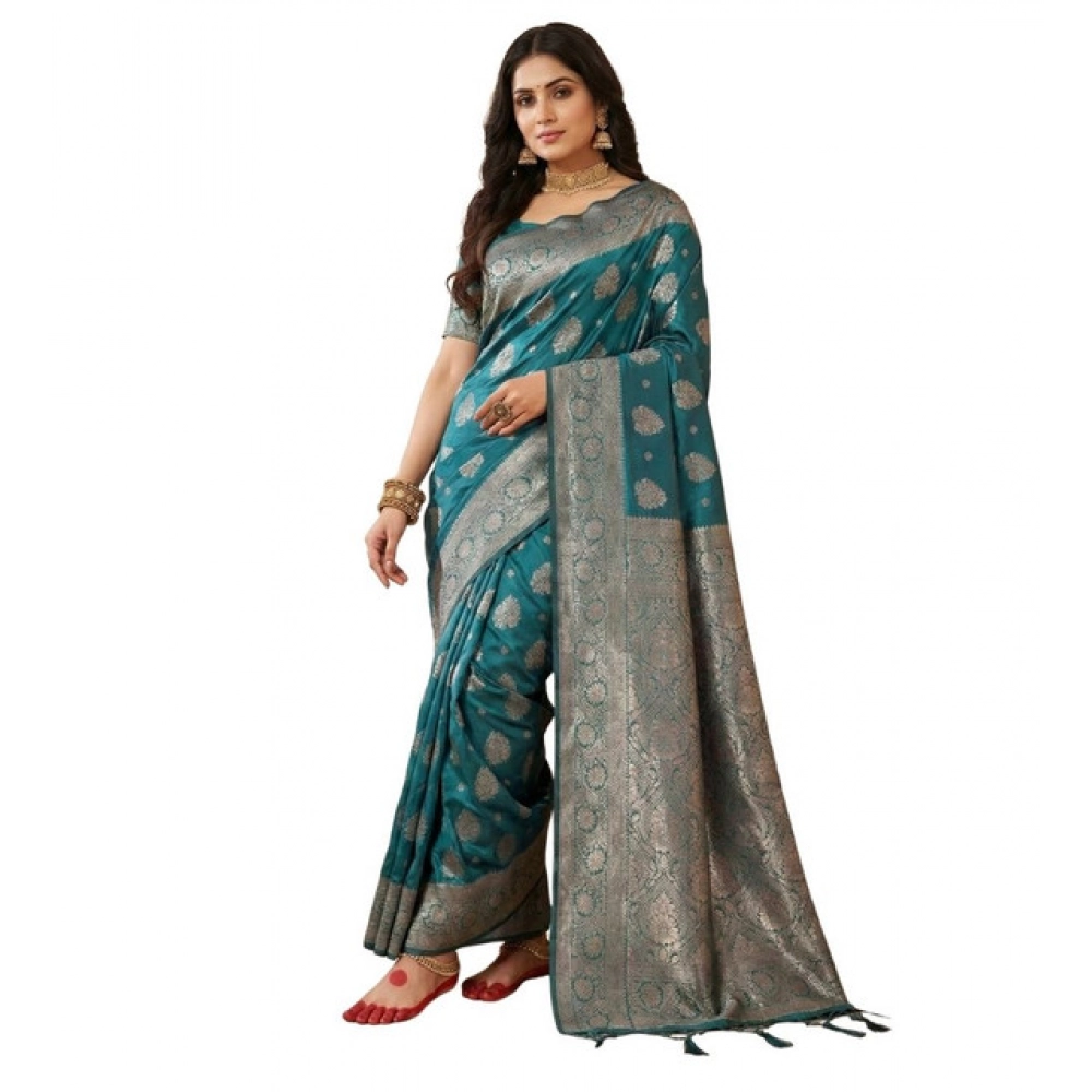 PID-65247-Women-s-Silk-Blend-Printed-Saree-With-Unstitched-Blouse-5-5-Mtr-Sea-Green-1-1000x1000-1.webp Women's Silk Blend Printed Saree With Unstitched Blouse 5.5Mtr (Sea Green) - Image 1