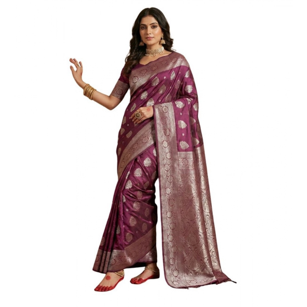 PID-65248-Women-s-Silk-Blend-Printed-Saree-With-Unstitched-Blouse-5-5-Mtr-Purple-1-1000x1000-1.webp Women's Silk Blend Printed Saree With Unstitched Blouse 5.5Mtr (Purple) - Image 1