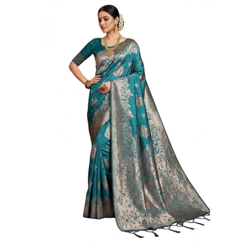PID-65254-Women-s-Silk-Blend-Printed-Saree-With-Unstitched-Blouse-5-5-Mtr-Sea-Green-1-1000x1000-1.webp Women's Silk Blend Printed Saree With Unstitched Blouse 5.5Mtr (Sea Green) - Image 1