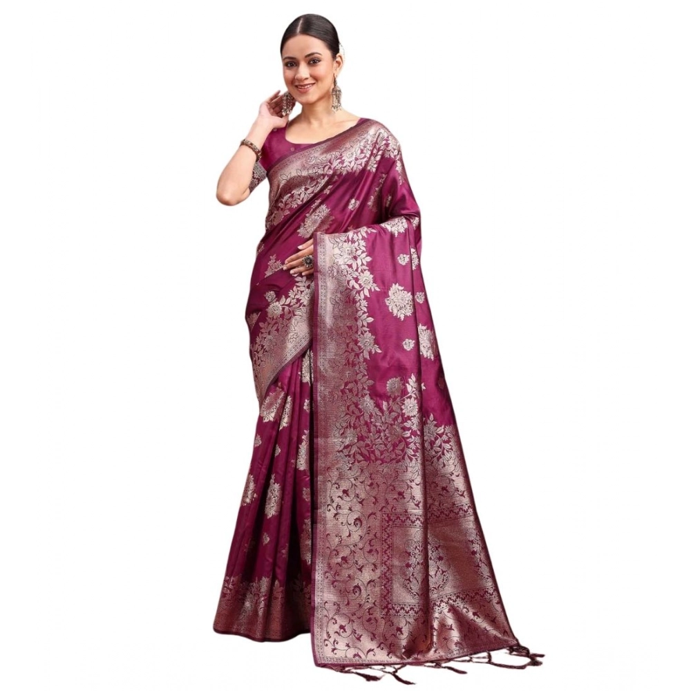 PID-65262-Women-s-Banarasi-Silk-Printed-Saree-With-Unstitched-Blouse-5-5-Mtr-Purple-1-1000x1000-1.webp Women's Banarasi Silk Printed Saree With Unstitched Blouse 5.5Mtr (Purple) - Image 1