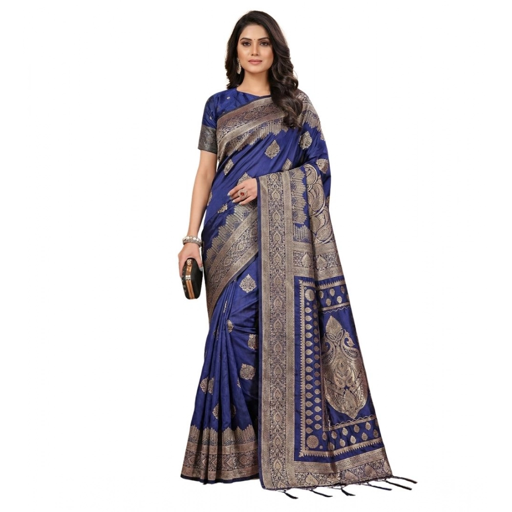 PID-65271-Women-s-Silk-Blend-Printed-Saree-With-Unstitched-Blouse-5-5-Mtr-Navy-Blue-1-1000x1000-1.webp Women's Silk Blend Printed Saree With Unstitched Blouse 5.5Mtr (Navy Blue) - Image 1