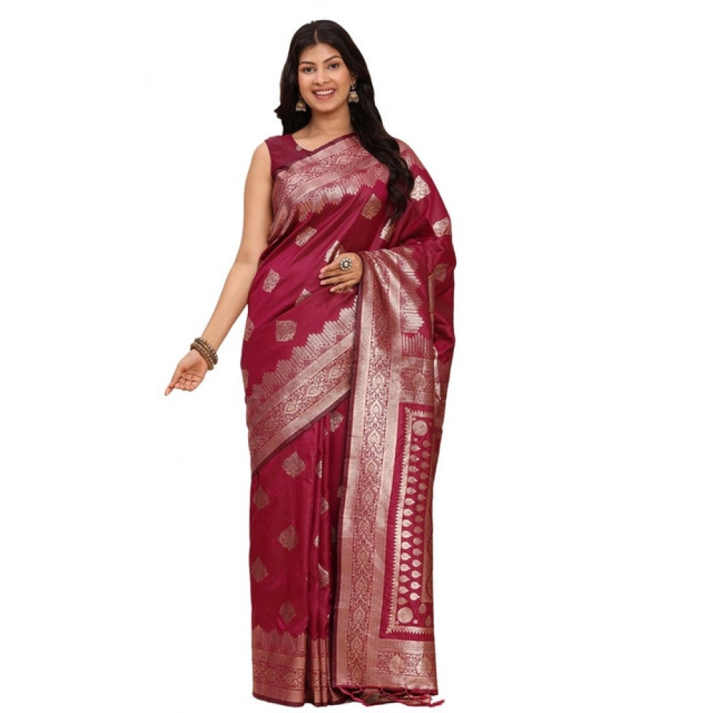 PID-65273-Women-s-Banarasi-Silk-Printed-Saree-With-Unstitched-Blouse-5-5-Mtr-Magenta-1-1000x1000-1.webp Women's Banarasi Silk Printed Saree With Unstitched Blouse 5.5Mtr (Magenta) - Image 1