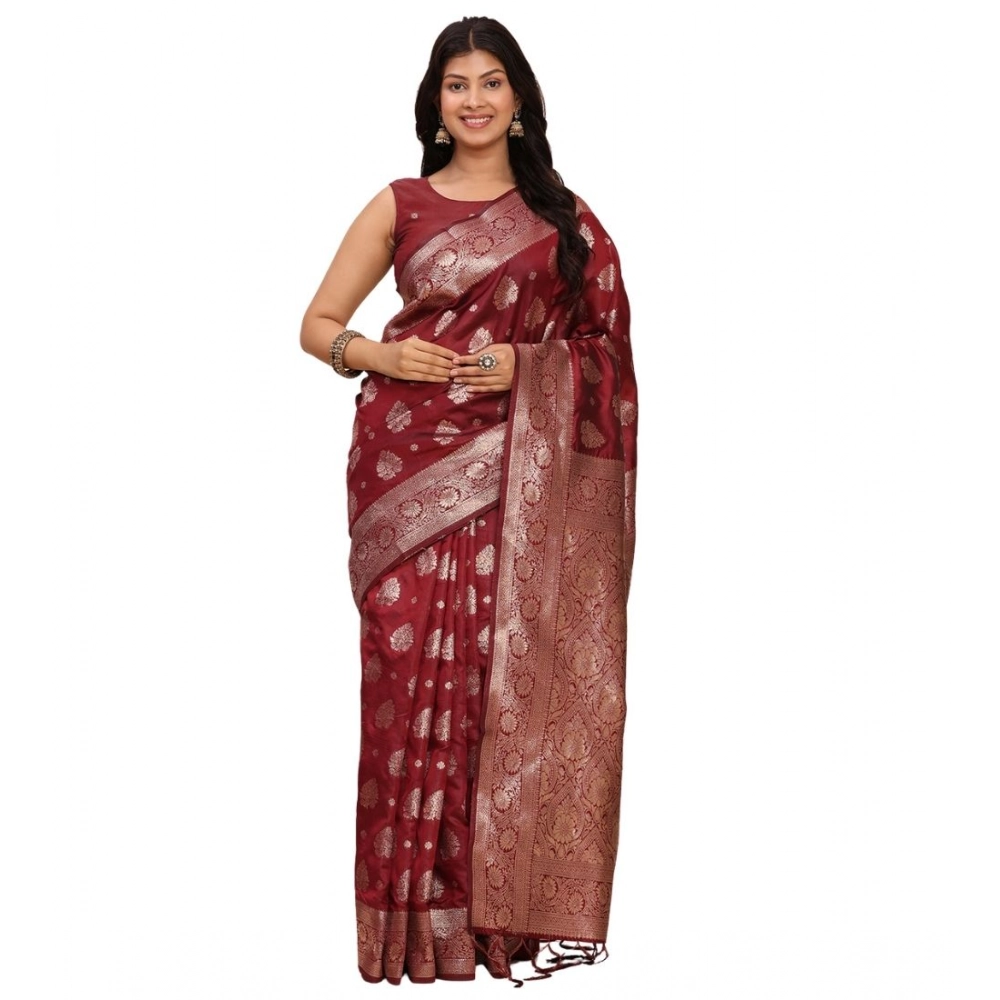 PID-65275-Women-s-Banarasi-Silk-Printed-Saree-With-Unstitched-Blouse-5-5-Mtr-Maroon-1-1000x1000-1.webp Women's Banarasi Silk Printed Saree With Unstitched Blouse 5.5Mtr (Maroon) - Image 1