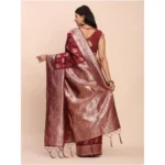 Women's Banarasi Silk Printed Saree With Unstitched Blouse 5.5Mtr (Maroon) - Image 4