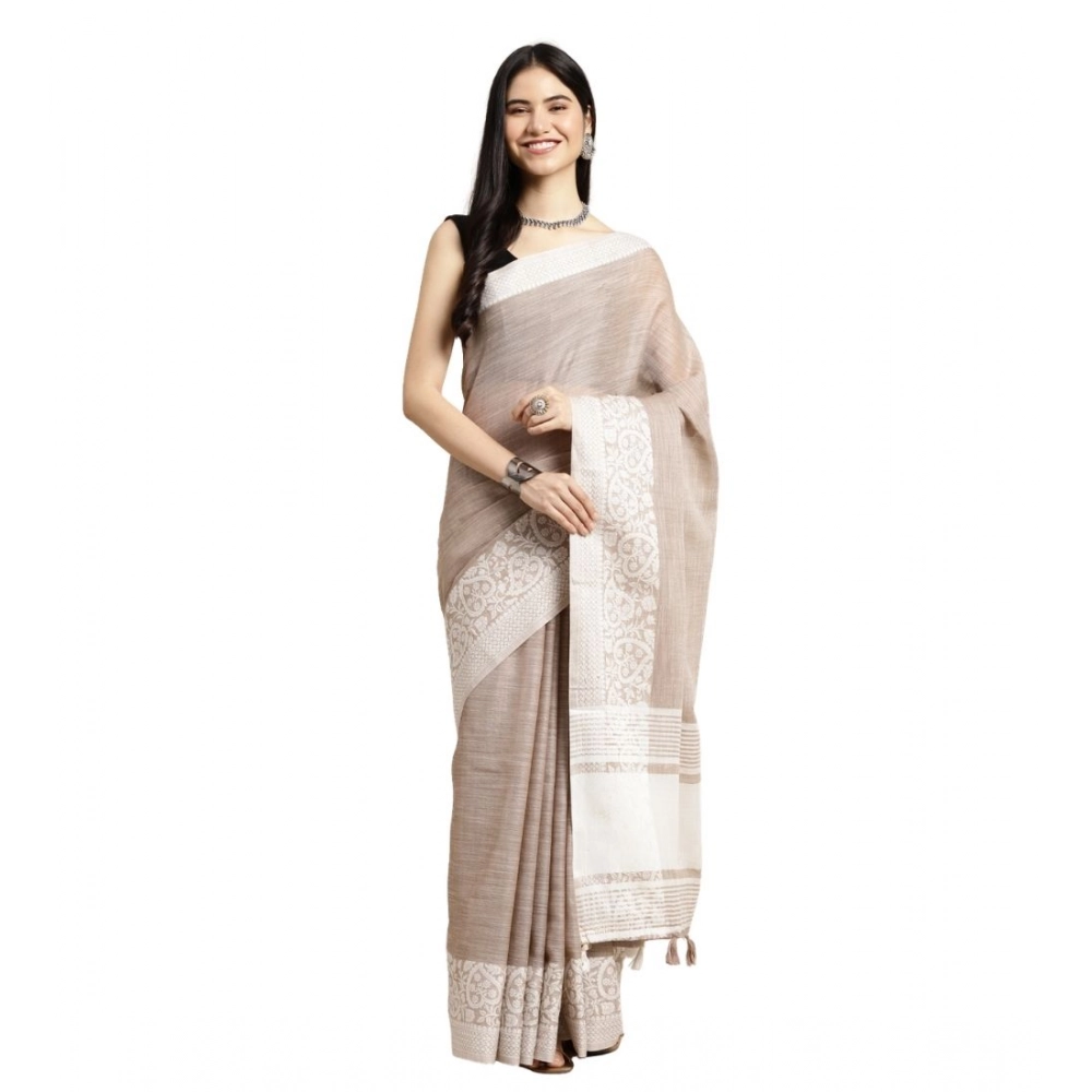 PID-65281-Women-s-Linen-Printed-Saree-With-Unstitched-Blouse-5-5-Mtr-Beige-1-1000x1000-1.webp Women's Linen Printed Saree With Unstitched Blouse 5.5Mtr (Beige) - Image 1