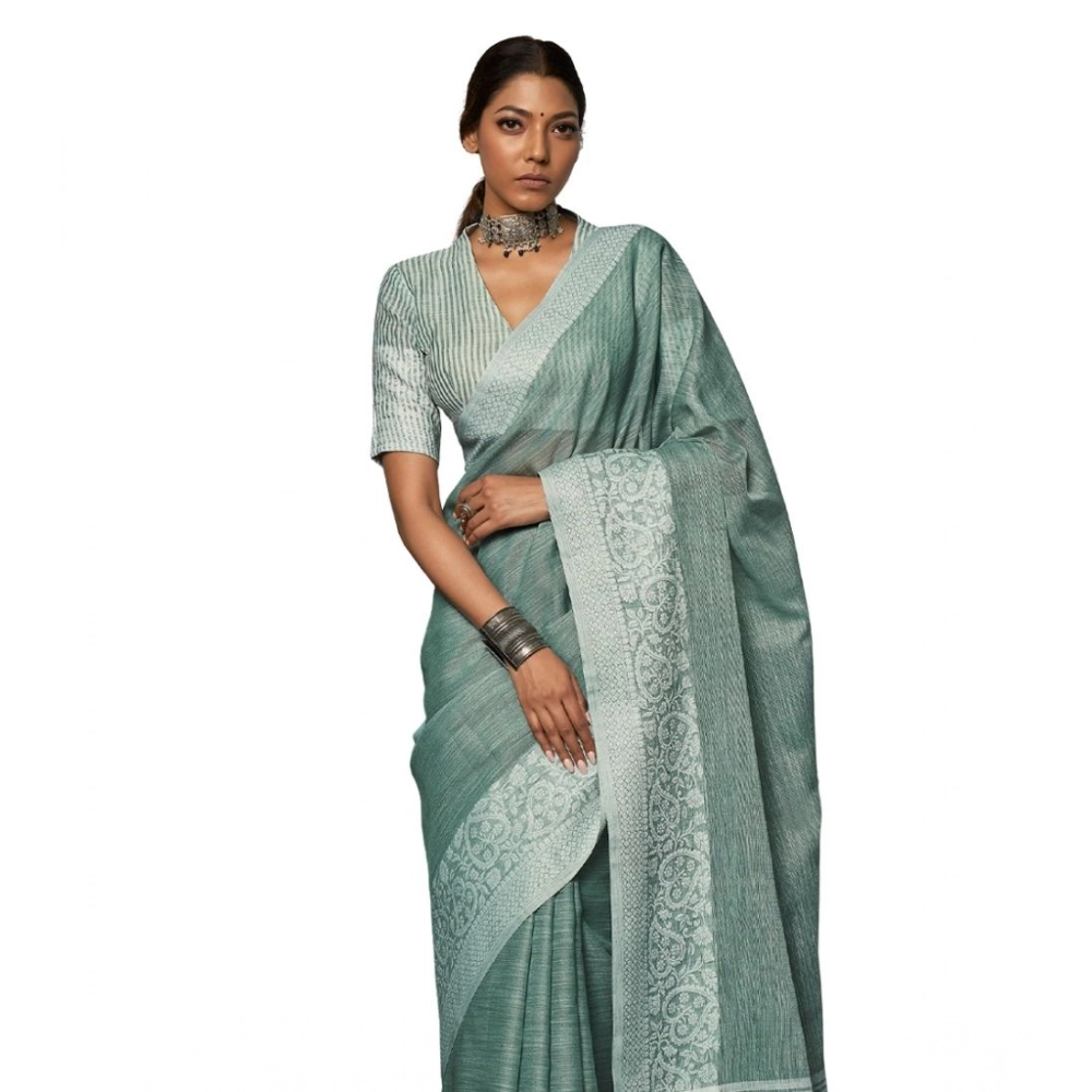 PID-65282-Women-s-Linen-Printed-Saree-With-Unstitched-Blouse-5-5-Mtr-Sea-Green-1-1000x1000-1.webp Women's Linen Printed Saree With Unstitched Blouse 5.5Mtr (Sea Green) - Image 1