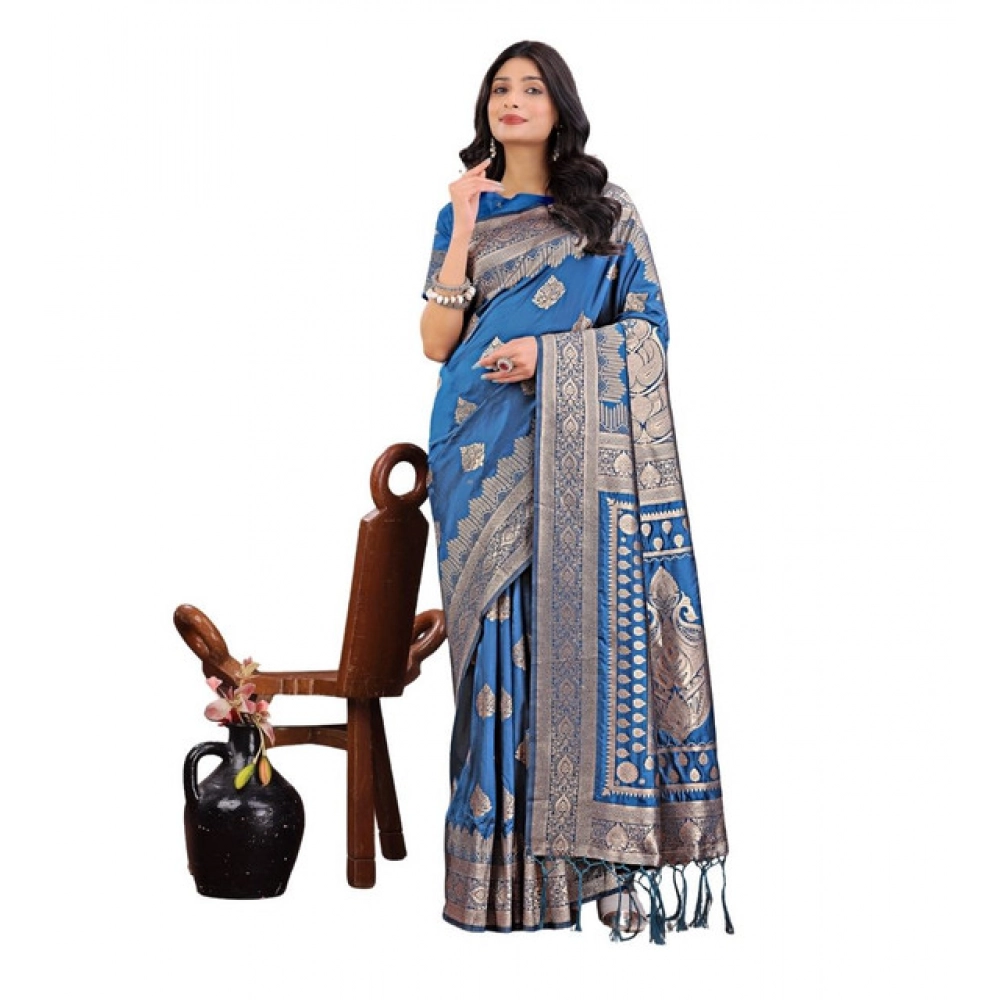PID-65285-Women-s-Silk-Printed-Saree-With-Unstitched-Blouse-5-5-Mtr-Sky-Blue-1-1000x1000-1.webp Women's Silk Printed Saree With Unstitched Blouse 5.5Mtr (Sky Blue) - Image 1