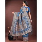 Women's Silk Printed Saree With Unstitched Blouse 5.5Mtr (Sky Blue) - Image 4