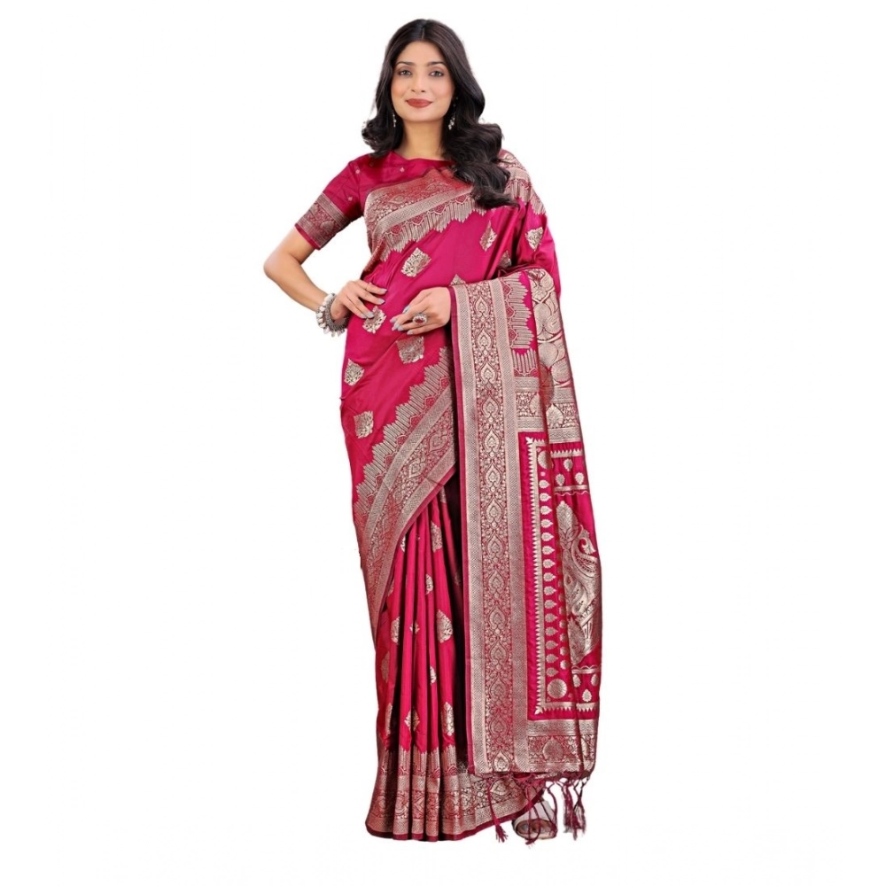 PID-65286-Women-s-Silk-Printed-Saree-With-Unstitched-Blouse-5-5-Mtr-Magenta-1-1000x1000-1.webp Women's Silk Printed Saree With Unstitched Blouse 5.5Mtr (Magenta) - Image 1
