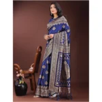 Women's Silk Printed Saree With Unstitched Blouse 5.5Mtr (Navy Blue) - Image 2