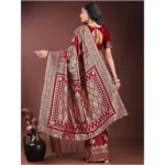 Women's Silk Printed Saree With Unstitched Blouse 5.5Mtr (Maroon) - Image 4