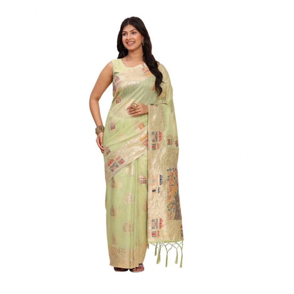 PID-65298-Women-s-Linen-Cotton-Printed-Saree-With-Unstitched-Blouse-5-5-Mtr-Light-Green-1-1000x1000-1.webp Women's Linen Cotton Printed Saree With Unstitched Blouse 5.5Mtr (Light Green) - Image 1