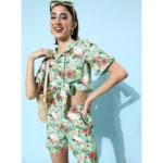 Women's Polyester Floral Short Sleeve Co-Ord Set (Multicolor) - Image 3