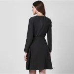 Women's Denim Washed Long Sleeves Dress (Black) - Image 5