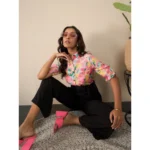 Women's Polyester Floral Half Sleeves Jumpsuit (Multicolor) - Image 5