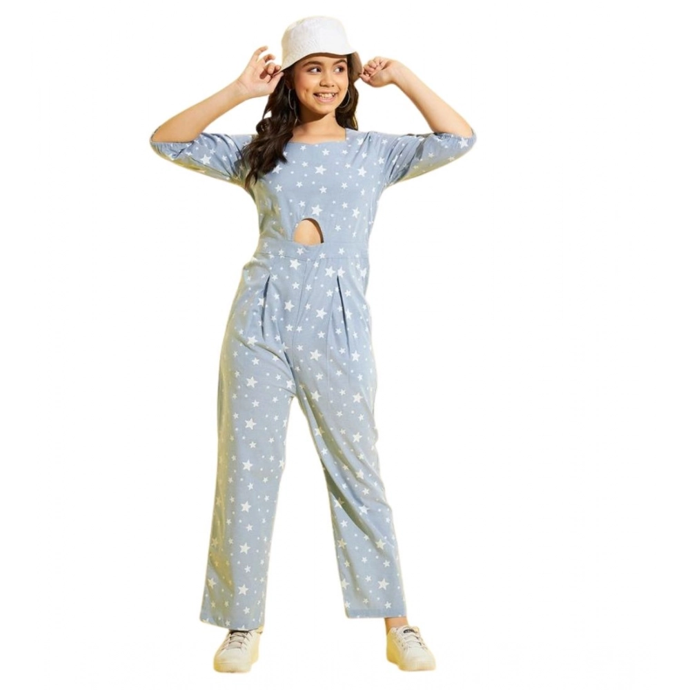 PID-65403-Women-s-Cotton-Printed-3-4th-Sleeve-Girl-s-Jumpsuit-Blue-White-1-1000x1000-1.webp Girl's Cotton Printed 3-4th Sleeve Jumpsuit (Blue - White) - Image 1