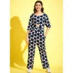 Girl's Cotton Polka 3-4th Sleeve Jumpsuit (Multicolor) - Image 4