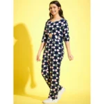 Girl's Cotton Polka 3-4th Sleeve Jumpsuit (Multicolor) - Image 3