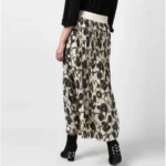 Women's Georgette Chain Print Elasticated Skirt (Cream-Black) - Image 5