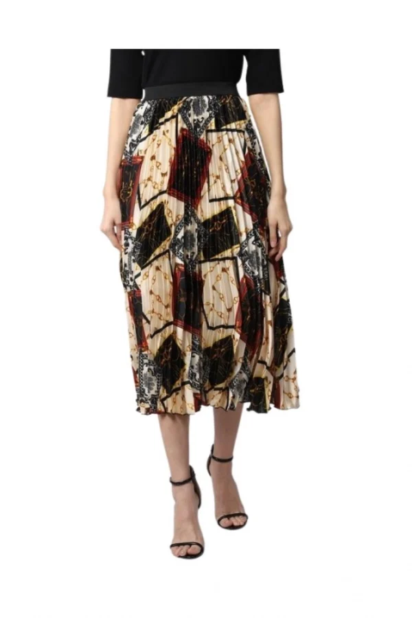 Women's Satin Pleated Elasticated Skirt (Multicolor)