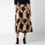 Women's Satin Pleated Elasticated Skirt (Multicolor) - Image 2