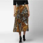 Women's Satin Pleated Elasticated Skirt (Multicolor) - Image 5