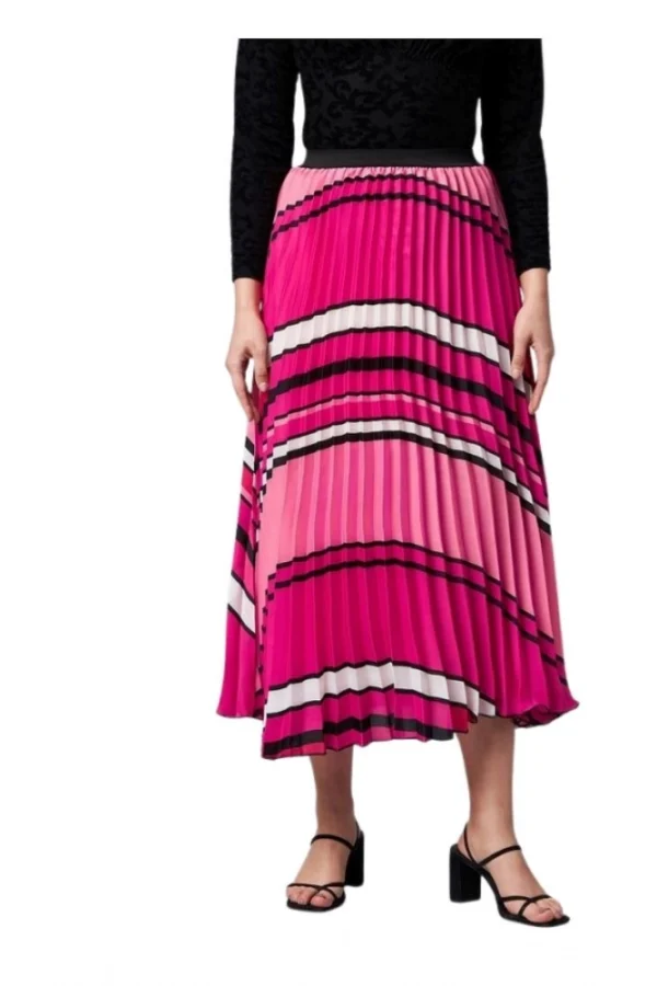 Women's Satin Pleated Elasticated Skirt (Pink)