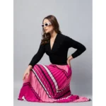 Women's Satin Pleated Elasticated Skirt (Pink) - Image 5