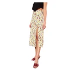 Women's Polyester Floral Side Zip Skirt (Multicolor)