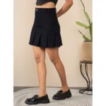 Women's Denim Washed Buttoned Skirt (Black) - Image 3