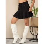 Women's Denim Washed Buttoned Skirt (Black) - Image 2