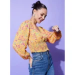 Women's Polyester Floral Long Sleeves Top (Multicolor) - Image 3